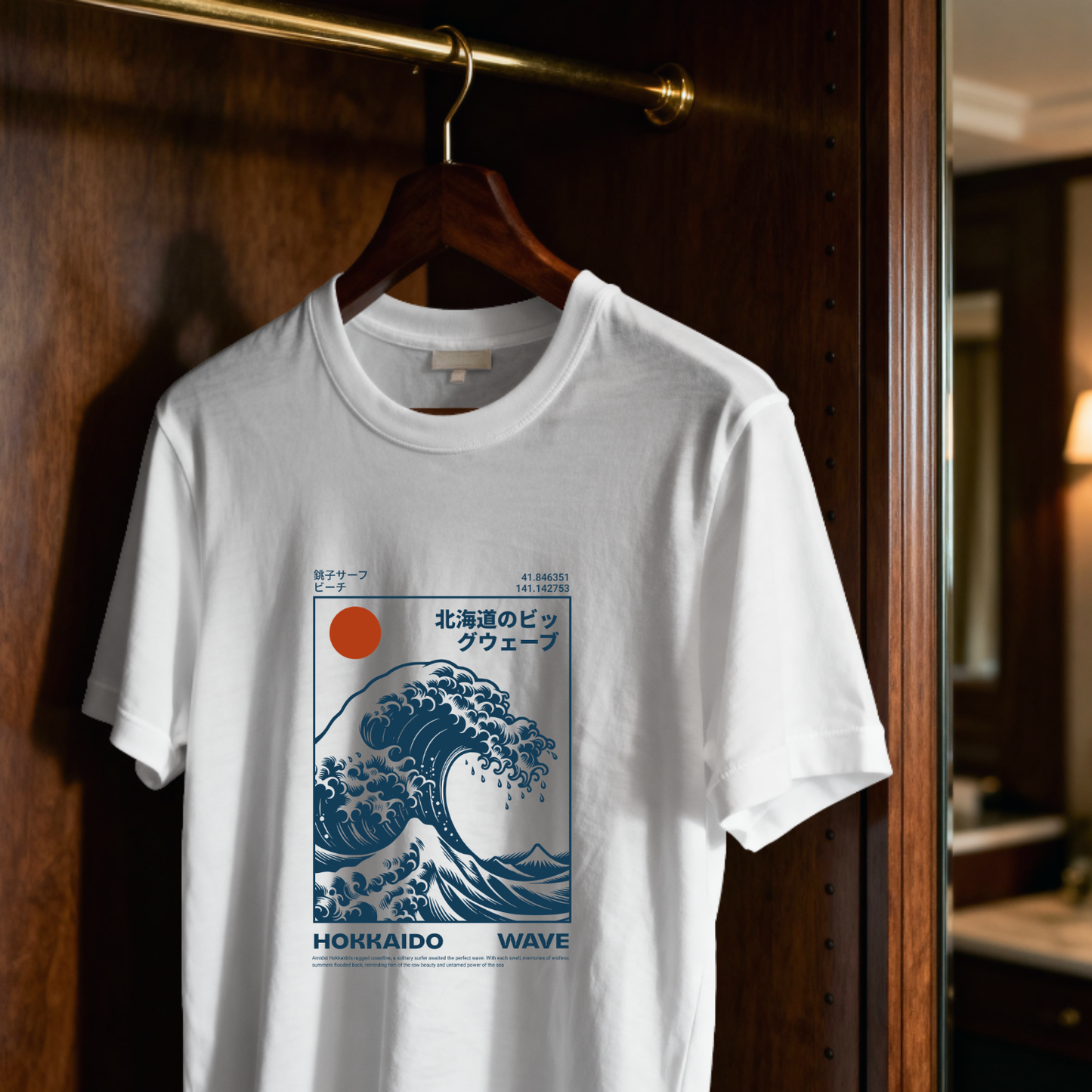 Japanese Hokusai Wave-  Pure Cotton White T-shirt