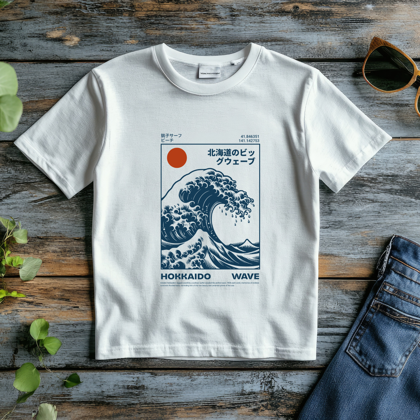 Japanese Hokusai Wave-  Pure Cotton White T-shirt
