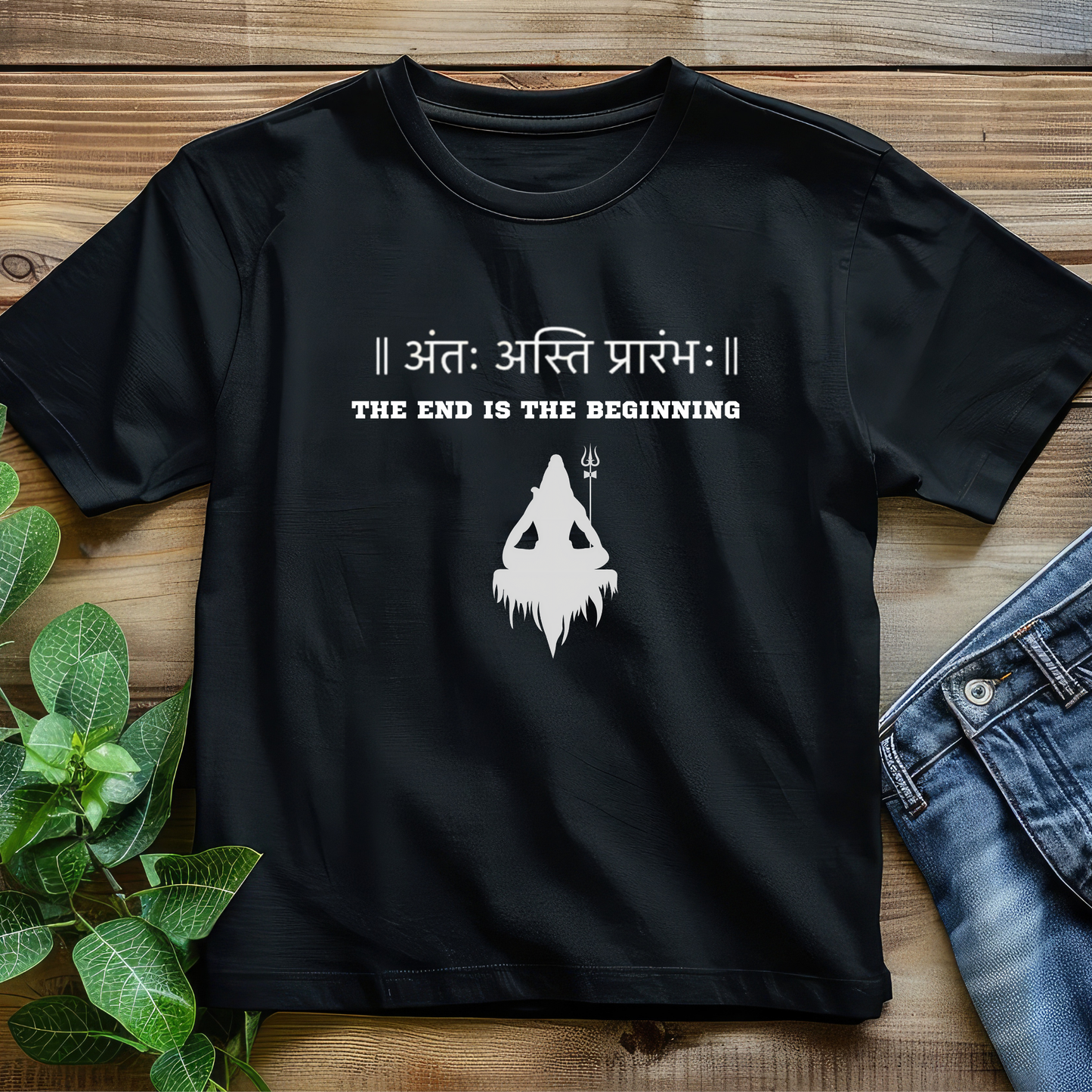 End is the beginning Sanskrit quote Mahadev meditation T-shirt