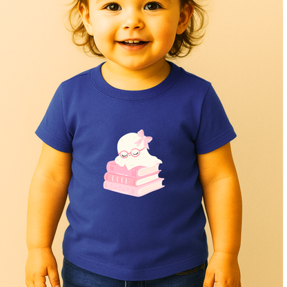 Bookish Ghost Halloween Girl's Crew Neck T-Shirt