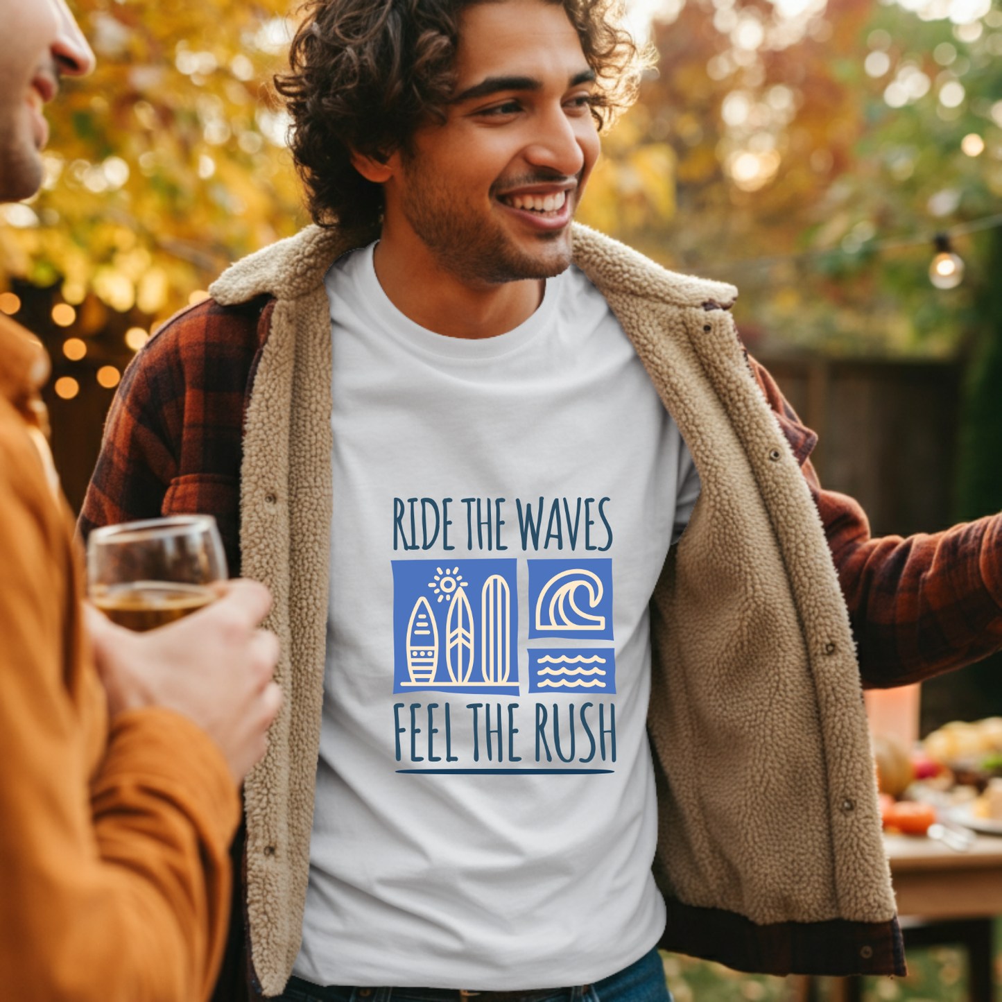Ride The Wave- Surfing - Pure Cotton White T-shirt