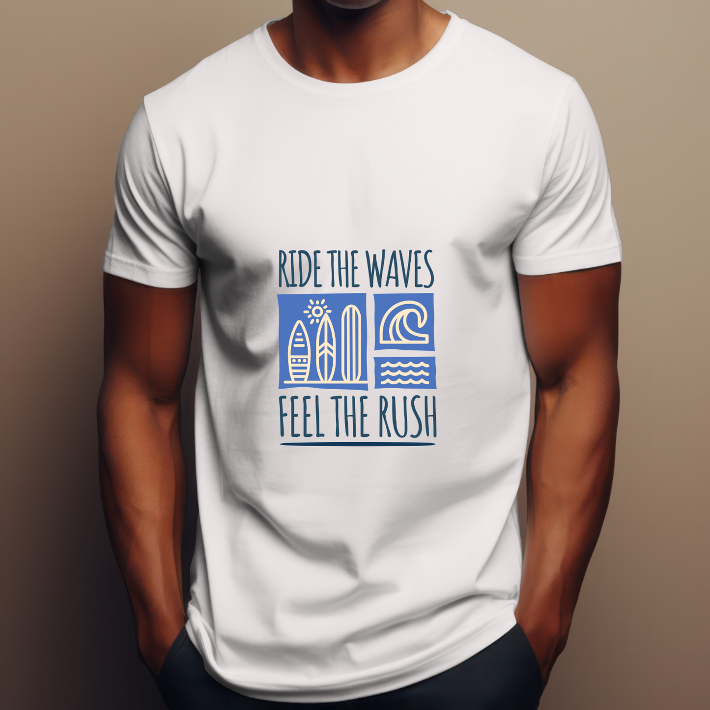 Ride The Wave- Surfing - Pure Cotton White T-shirt