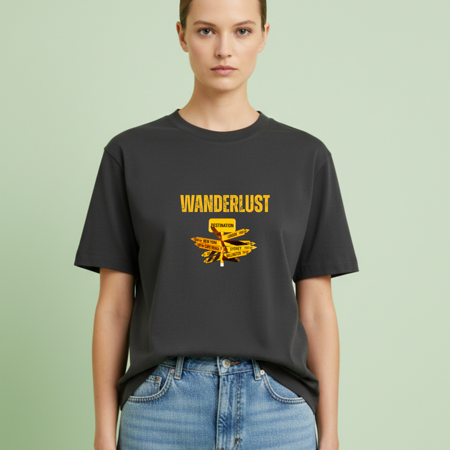 Wanderlust sign board Travel T-shirt for Woman