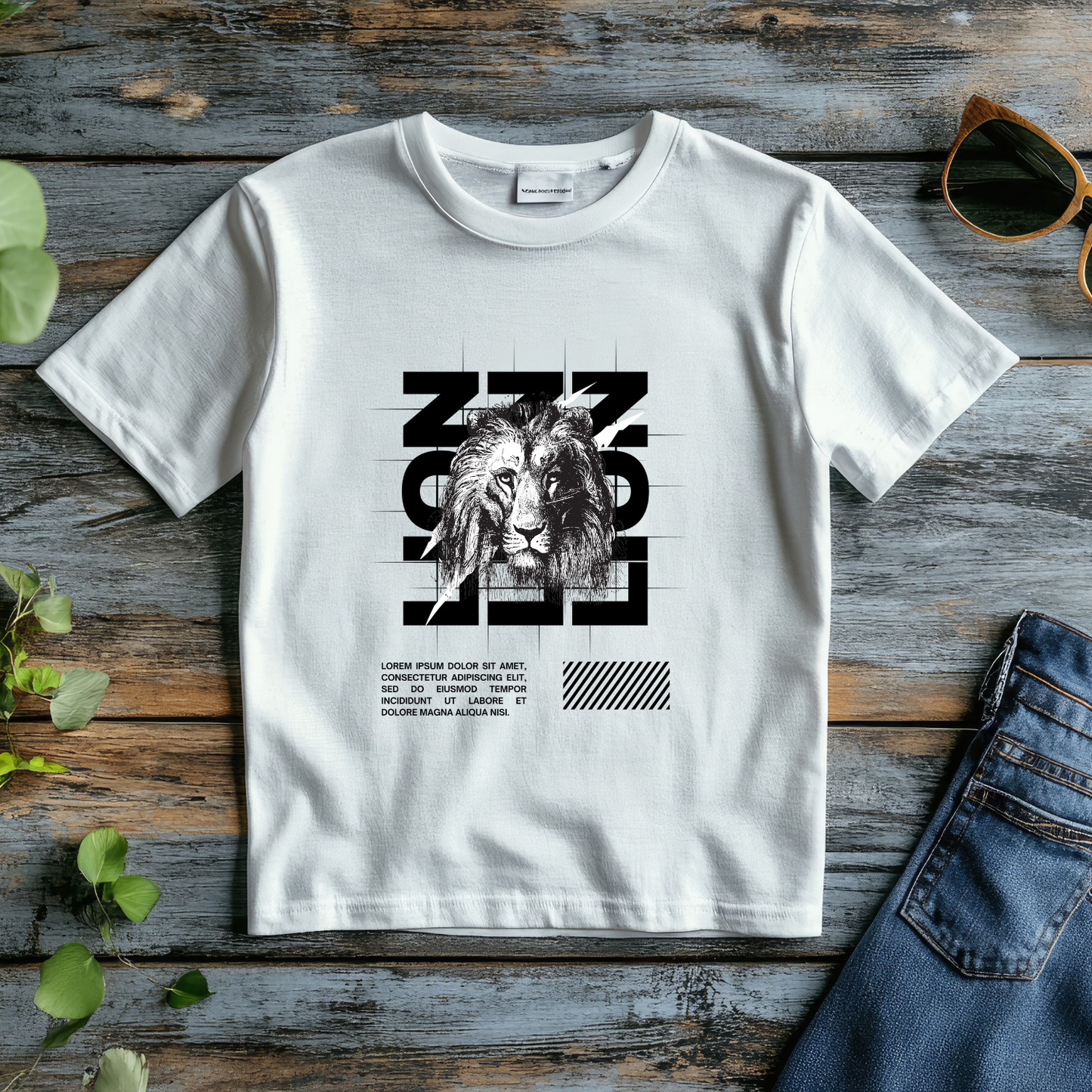 Lion Face White T-shirt for Men