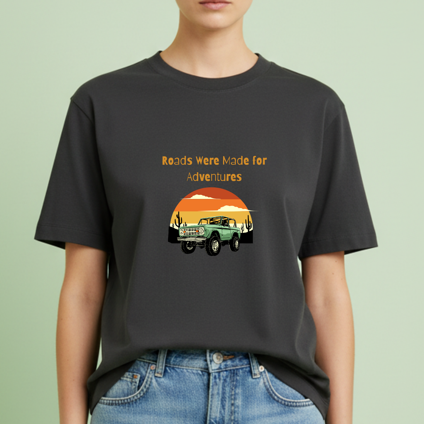 Road were made for adventure, retro travel t-shirt for Woman