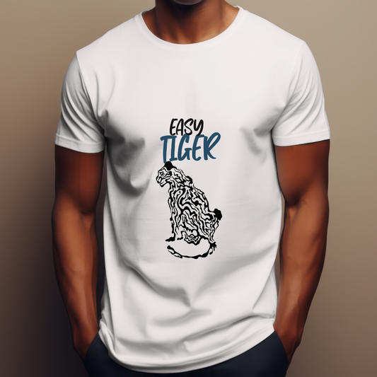 Easy Tiger! - Abstract Tiger -Pure Cotton White T-shirt