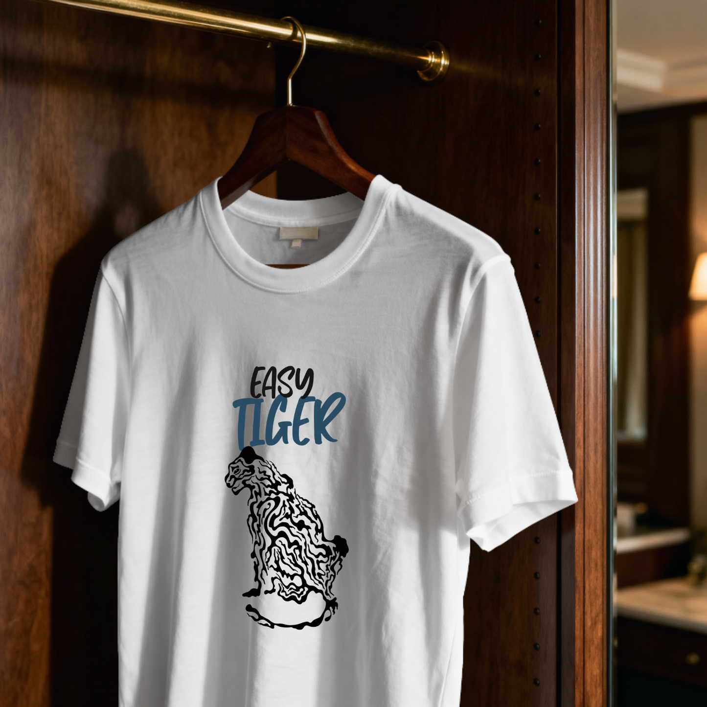 Easy Tiger! - Abstract Tiger -Pure Cotton White T-shirt