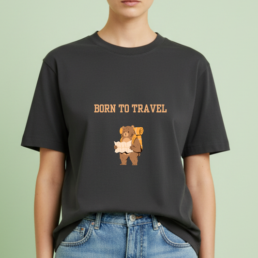Born to travel bear travel t-shirt for Woman