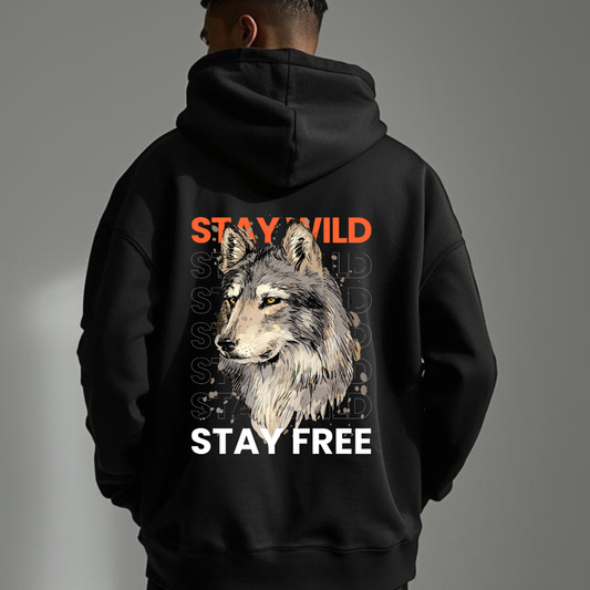 Stay Wild, Stay Free Wolf Zip Hoodie