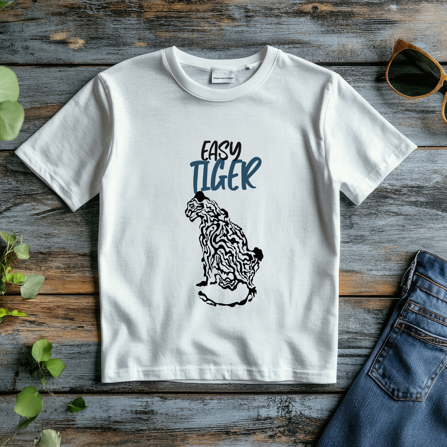 Easy Tiger! - Abstract Tiger -Pure Cotton White T-shirt