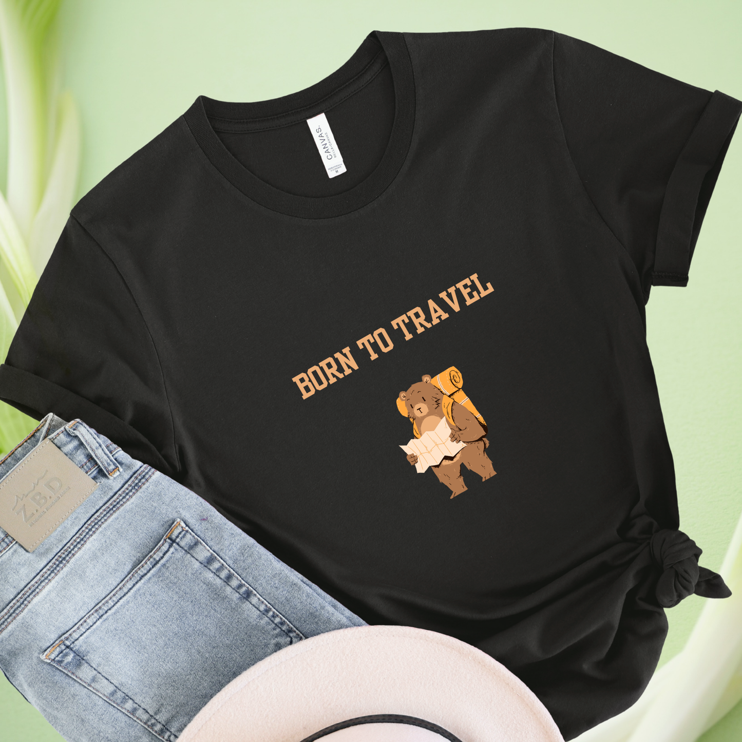 Born to travel bear travel t-shirt for Woman