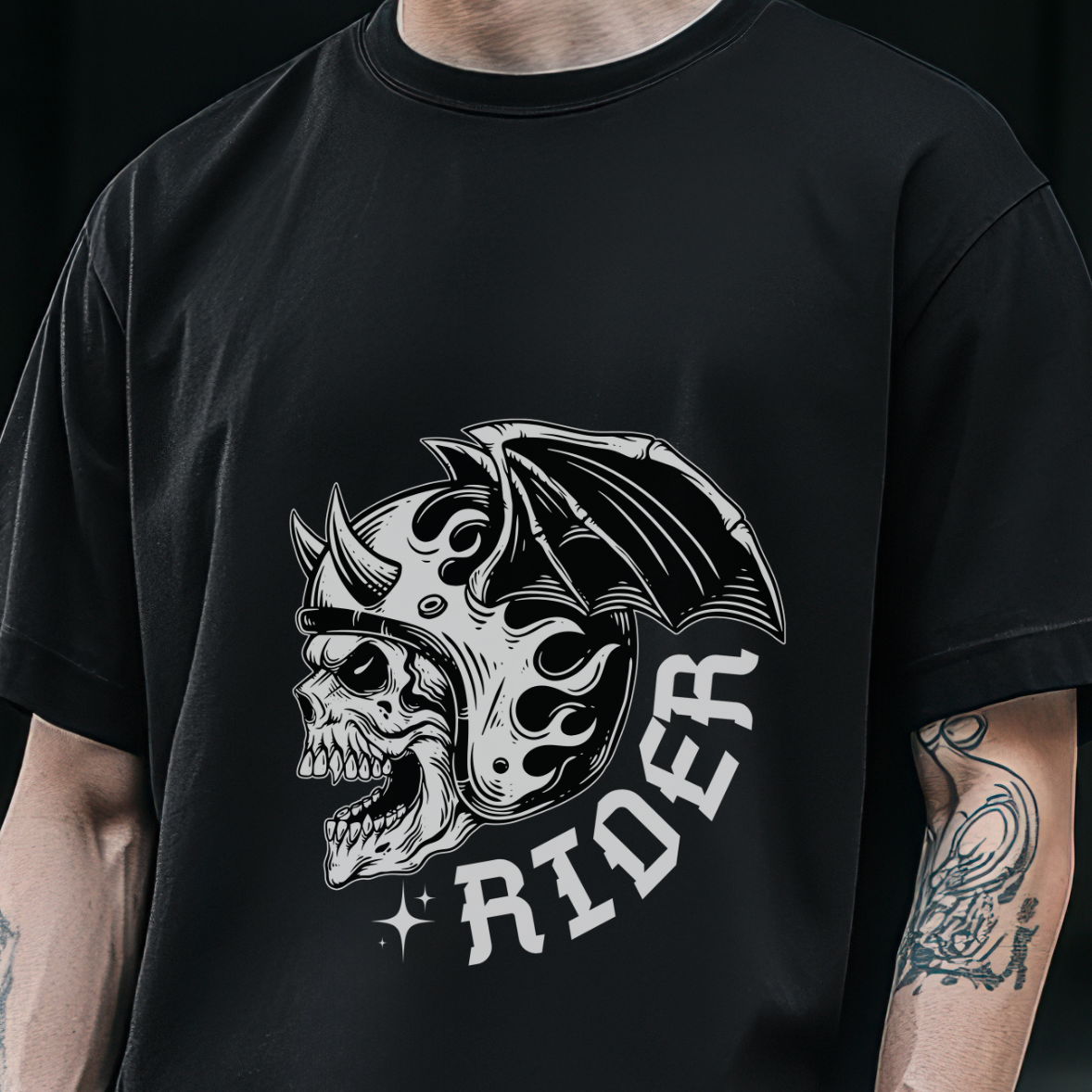 Rider Skull Gothic Oversized T-shirt