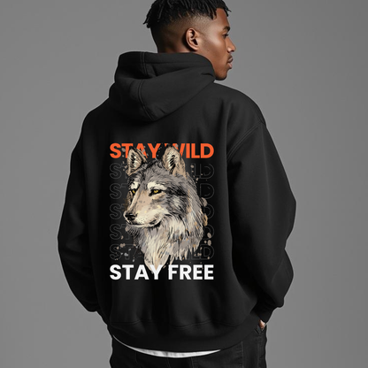 Stay Wild, Stay Free Wolf Zip Hoodie