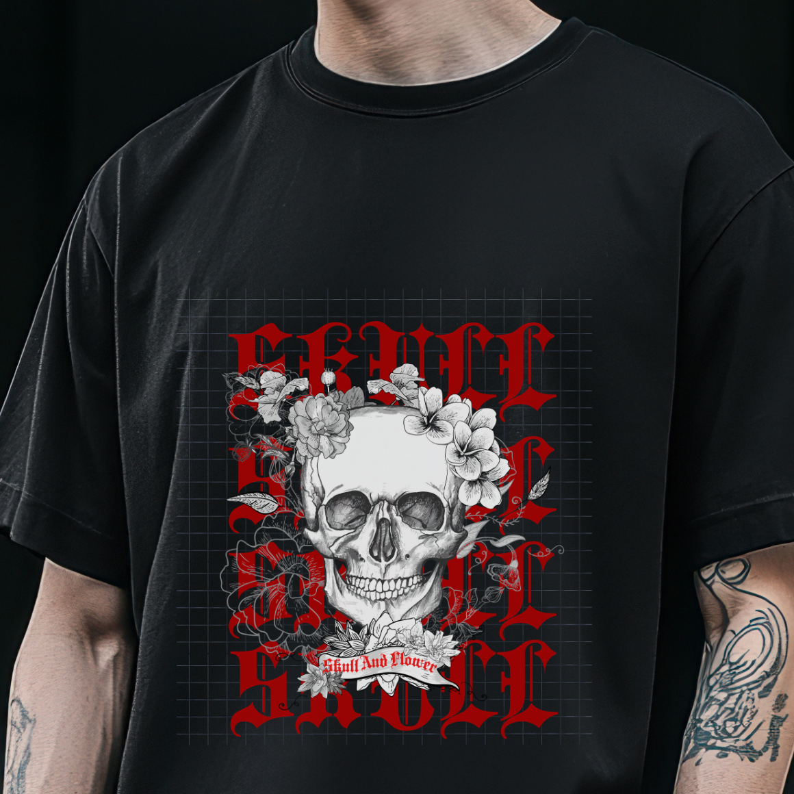 Skull faced Oversized Gothic T-shirt