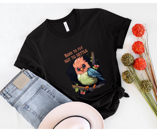 Born to fly cartoon bird T-shirt