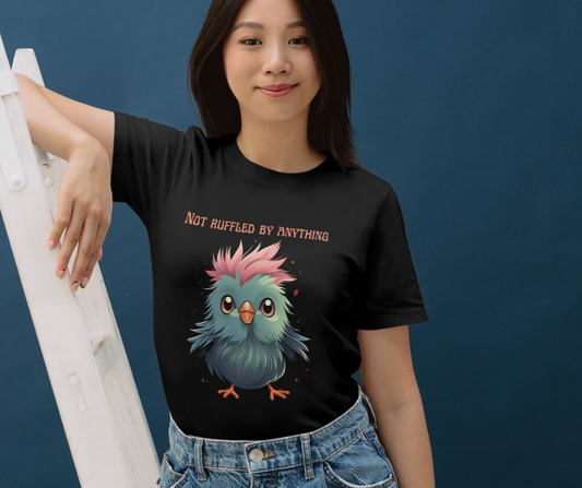 Not ruffled by anything cartoon bird T-shirt