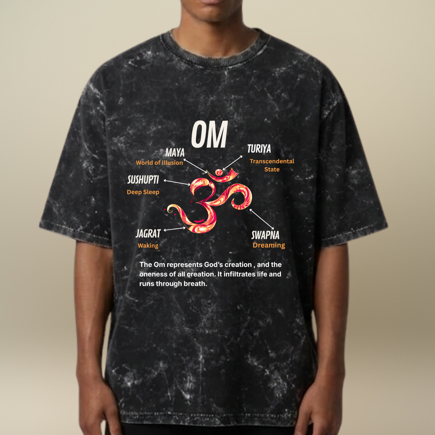 OM- the meaning - Acid Wash T-shirt for Men