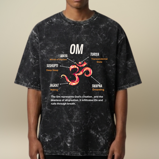 OM- the meaning - Acid Wash T-shirt for Men