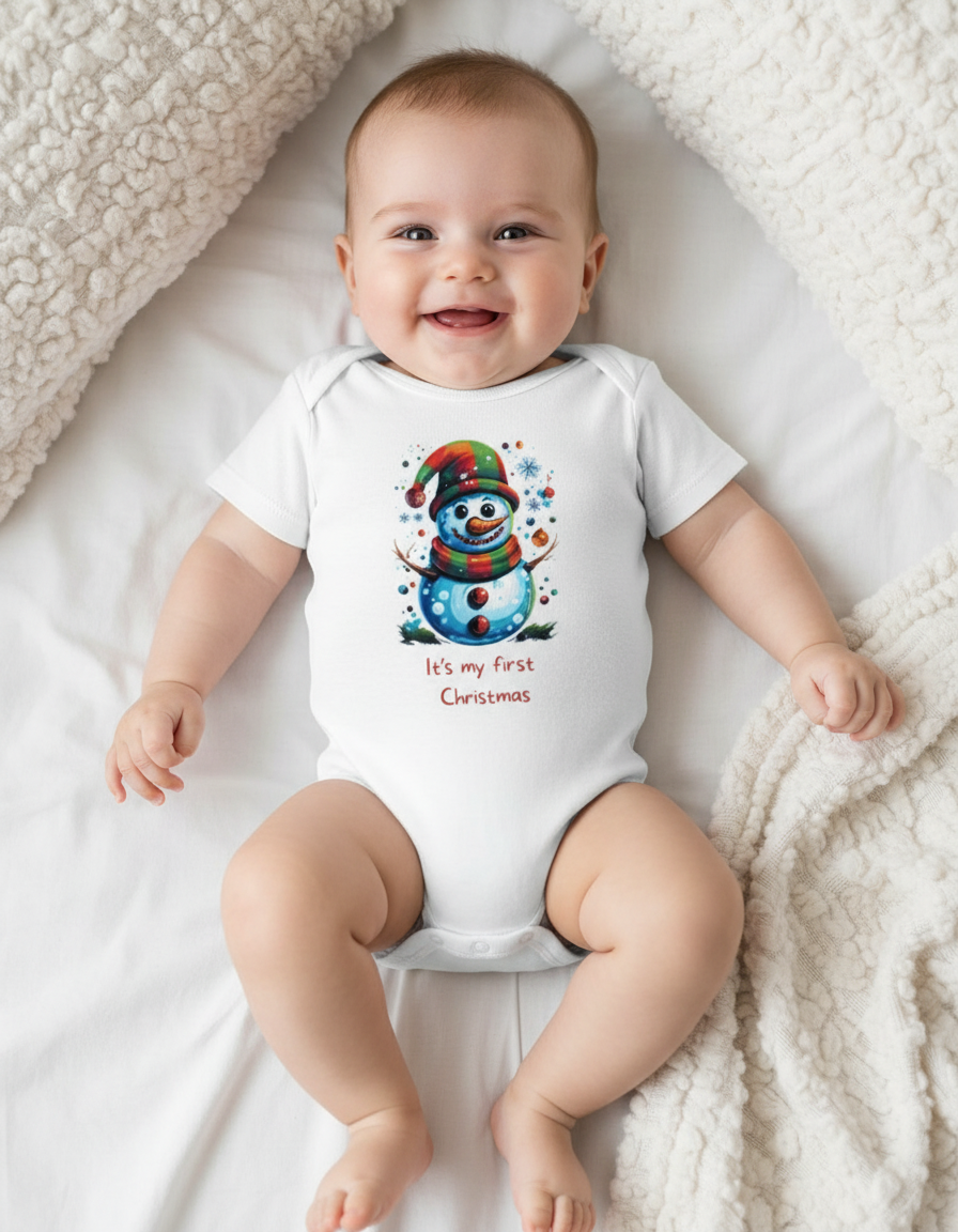 My first Christmas snowman baby onesie