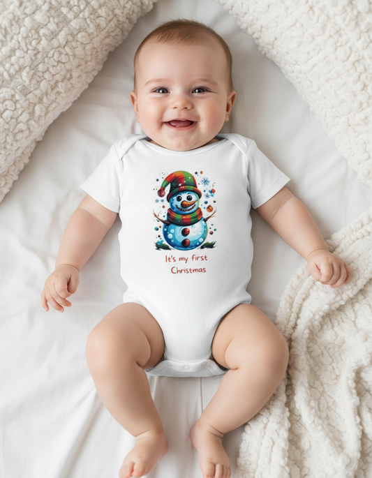 My first Christmas snowman baby onesie