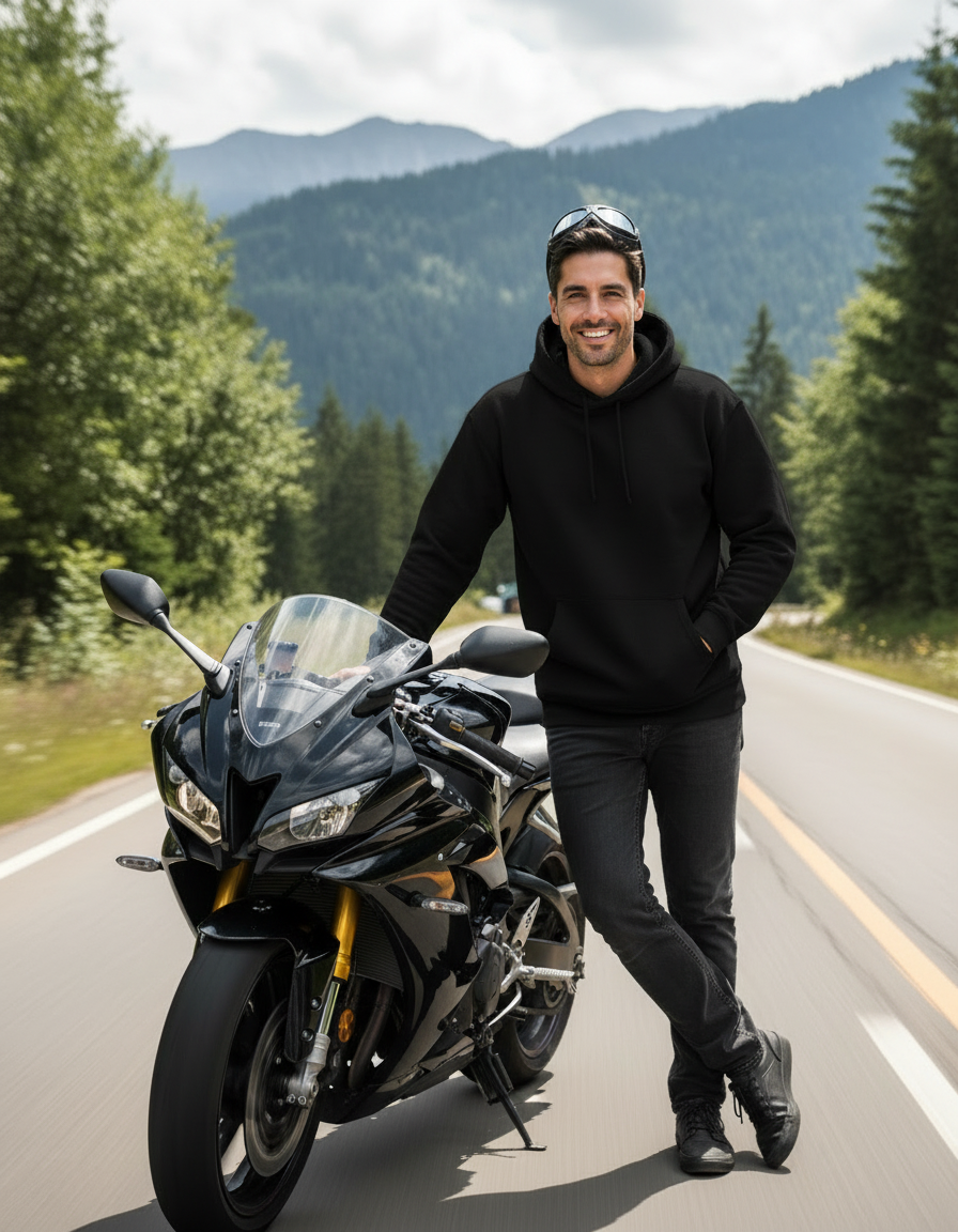 Black solid Unisex Hoodie