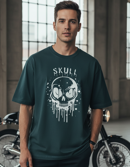 Dripping Skull face oversized Gothic T-shirt