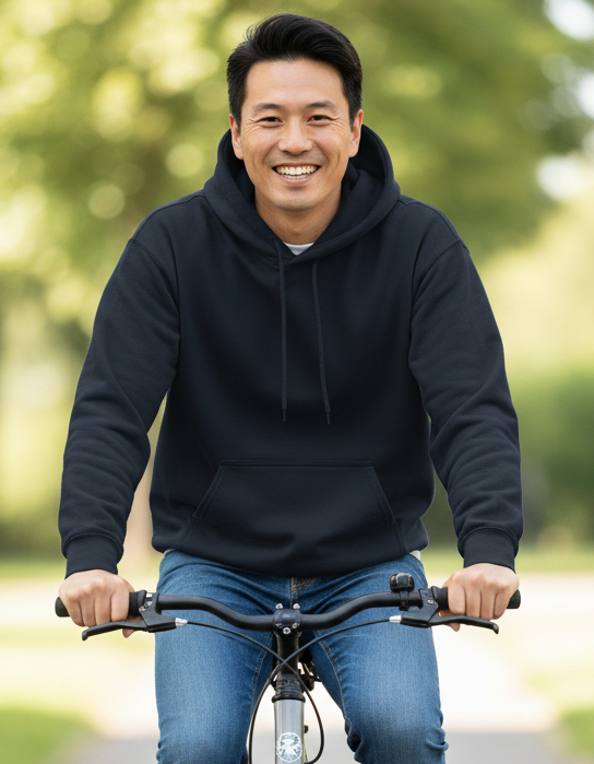 Navy Blue Solid Unisex Hoodie