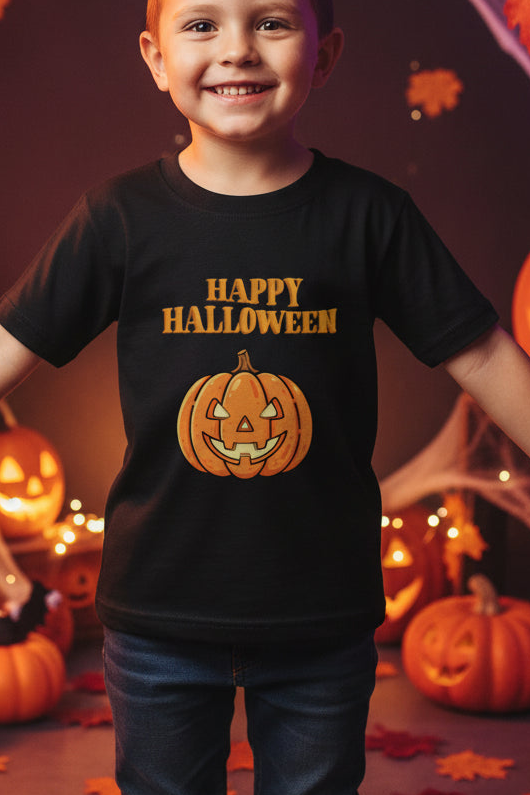 Pumpkin Halloween Boy's Crew Neck T-Shirt