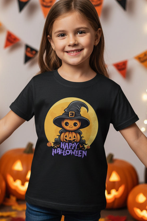 Witch Halloween girl's Crew Neck T-Shirt