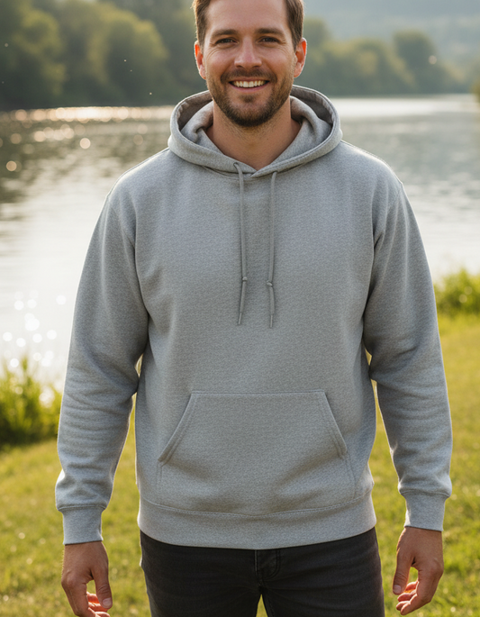 Grey Solid Unisex Hoodie