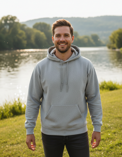 Grey Solid Unisex Hoodie