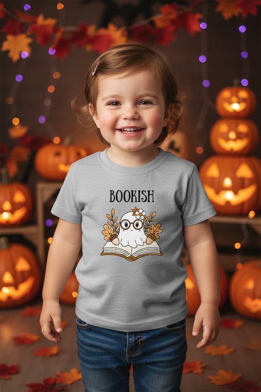 Bookish Ghost Halloween Kid's Crew Neck T-Shirt