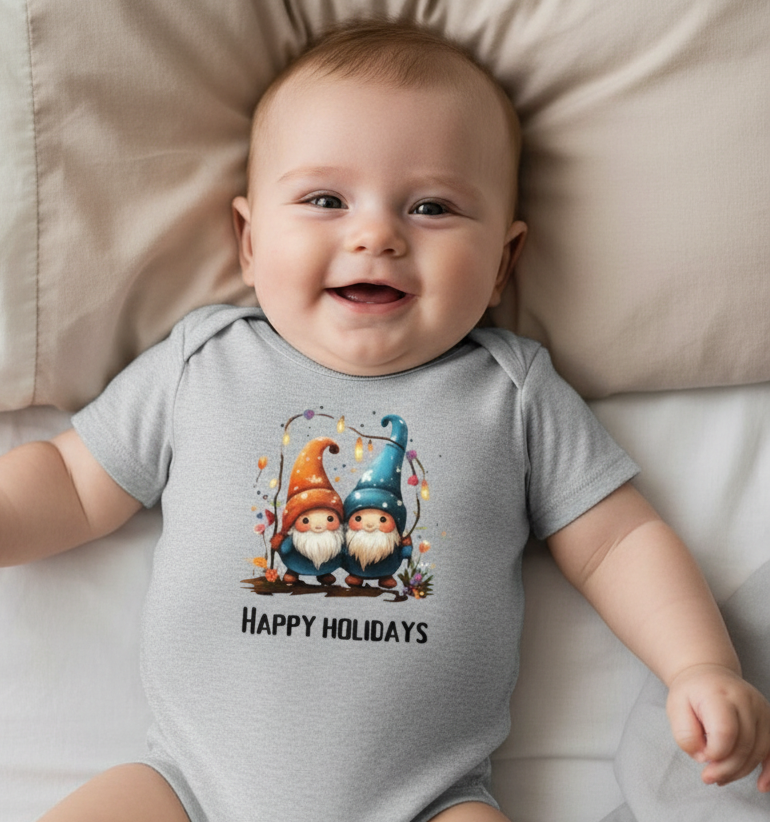 Happy holidays Cute elves baby onesie