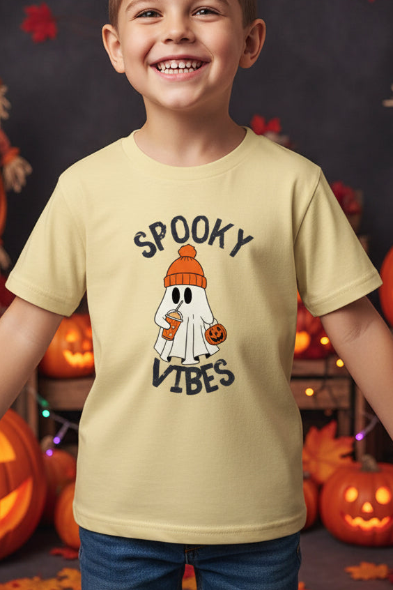 Spooky vibes Halloween Boy's Crew Neck T-Shirt