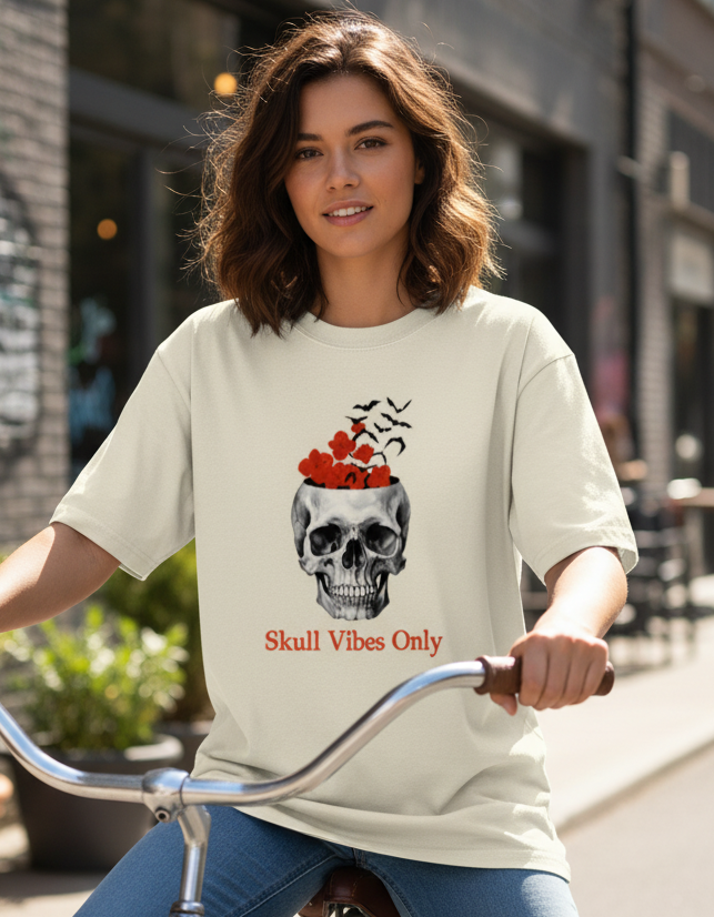 Skull Vibes only Oversized Gothic Skull T-shirt