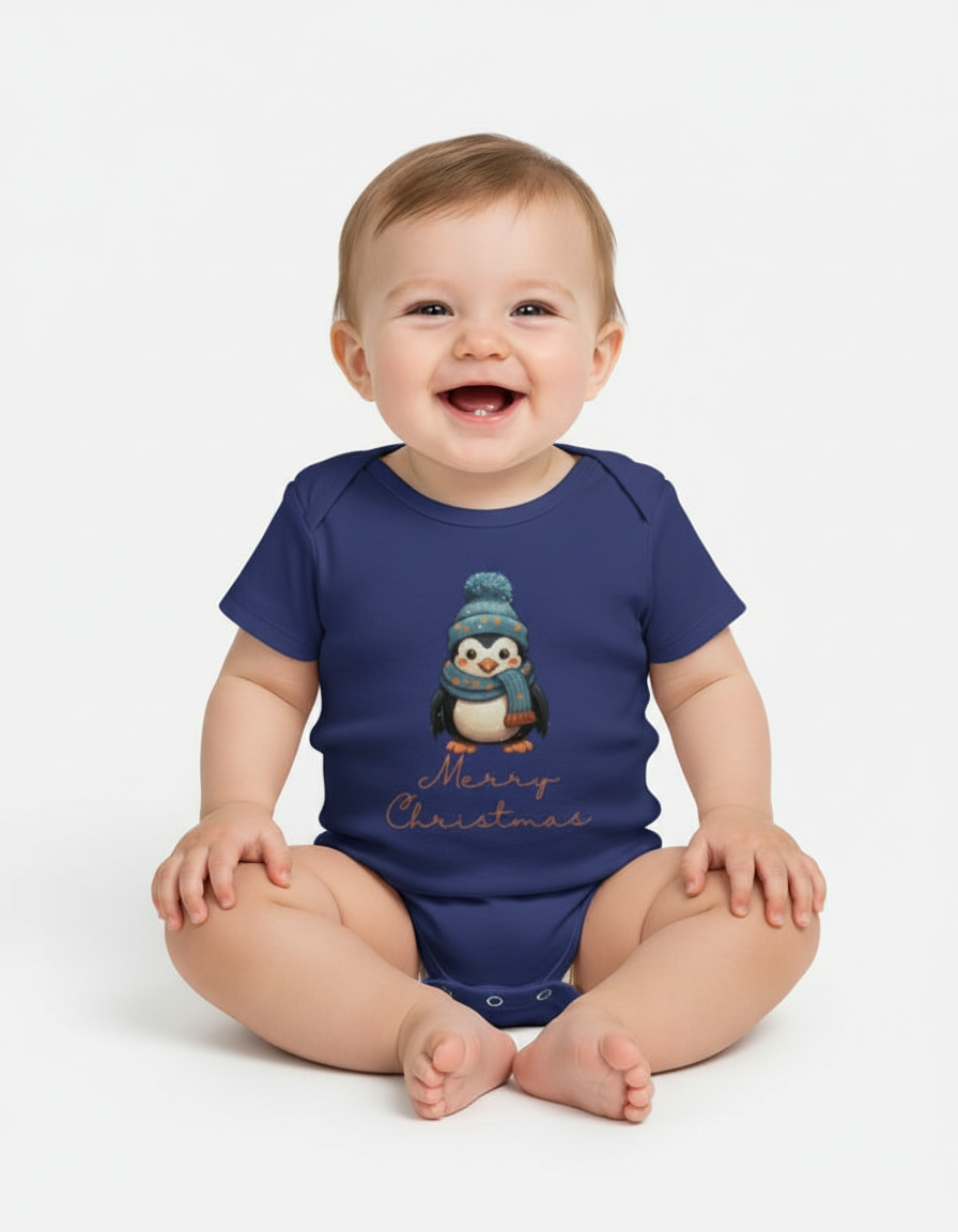 Penguin Christmas baby onesie