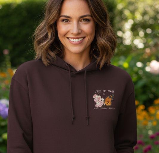 Roses and Butterfly Maroon Unisex Hoodie