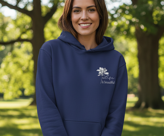 Life is beautiful Royal Blue Solid Unisex Hoodie