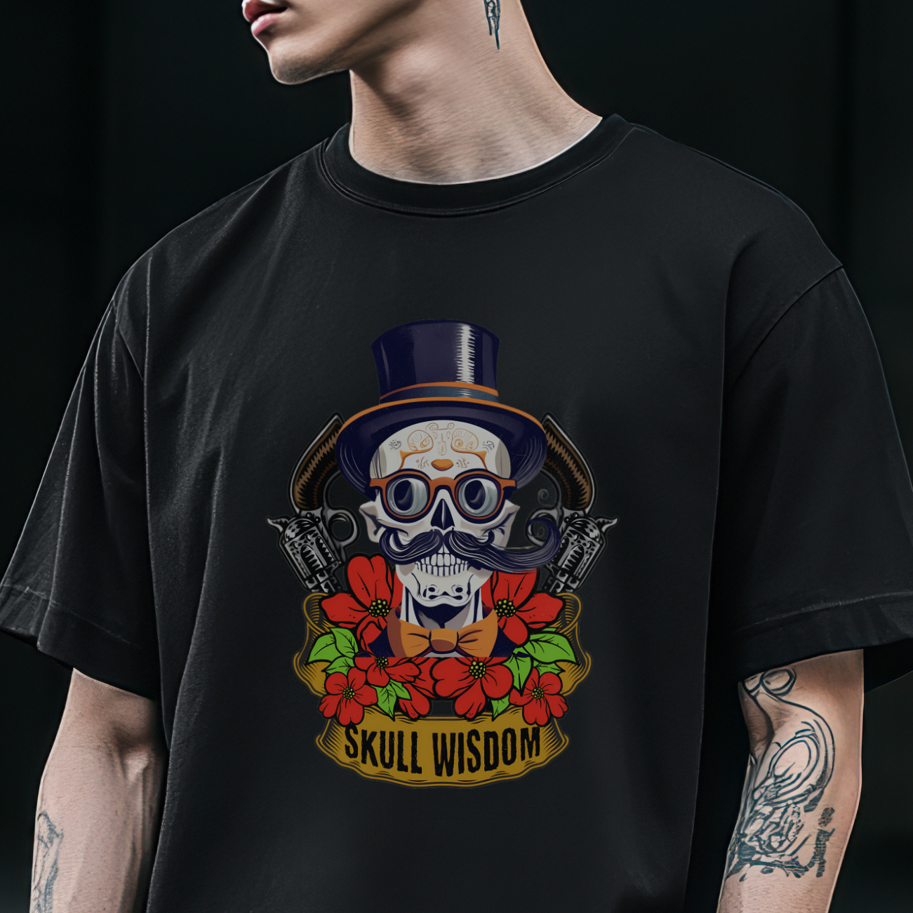 Cowboy skull Gothic Oversized T- Shirt