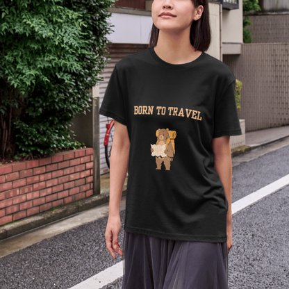 Born to travel bear travel t-shirt for Woman
