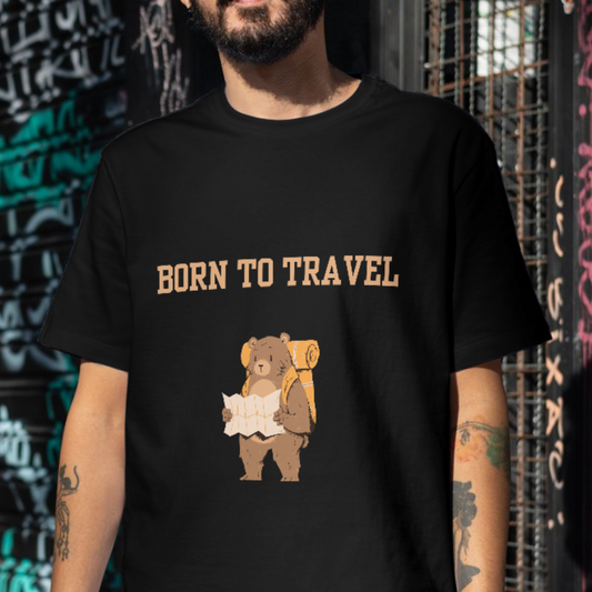 Born to travel bear travel t-shirt