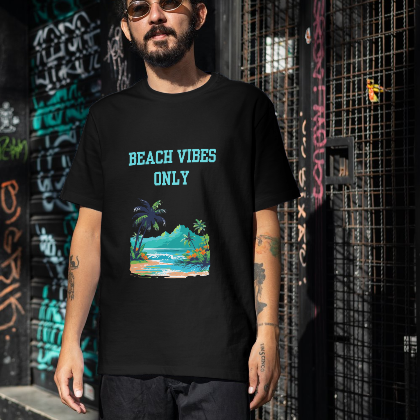 Beach vibes only tropical beach Men's travel t-shirt
