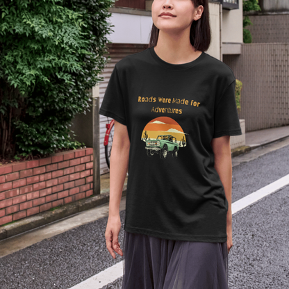 Road were made for adventure, retro travel t-shirt for Woman