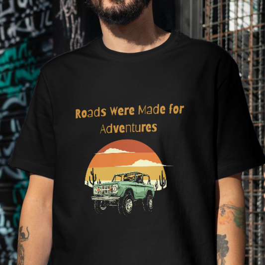 Road were made for adventure, retro travel t-shirt
