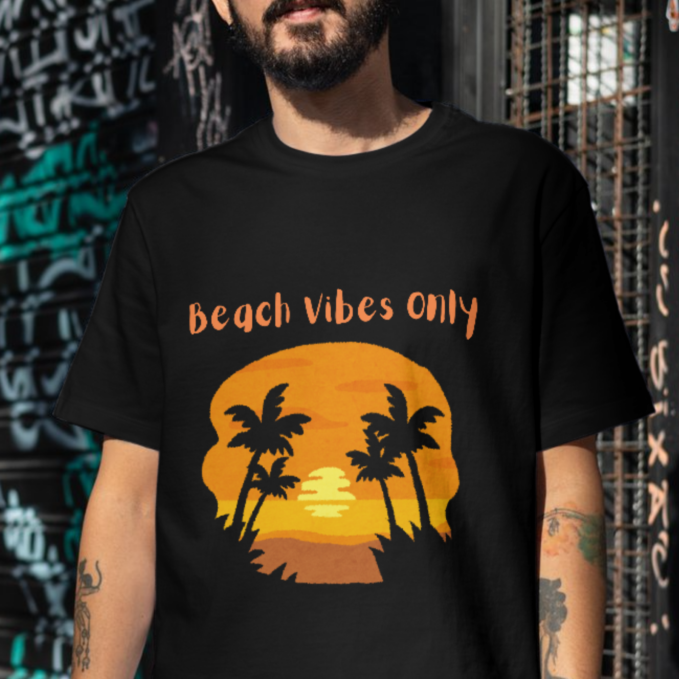 Beach vibes only sunny tree beach travel t-shirt