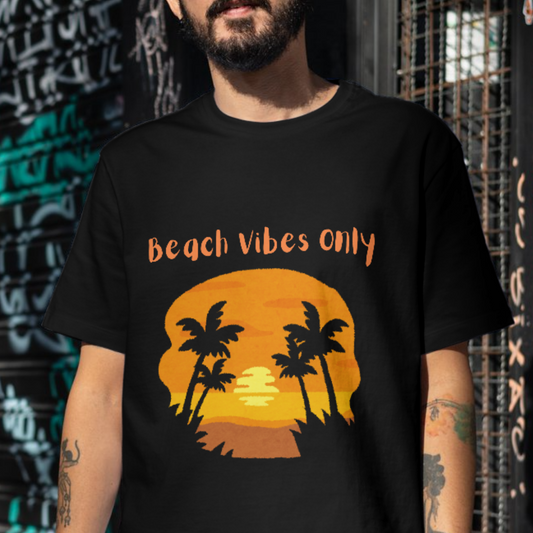 Beach vibes only sunny tree beach travel t-shirt