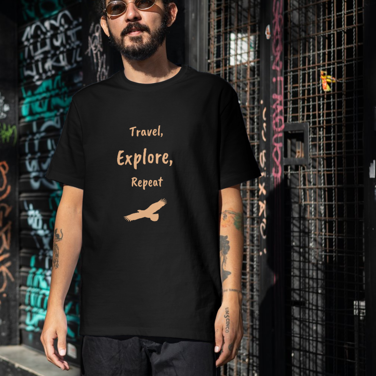 Travel, explore, repeat , Eagle Men's travel T-shirt