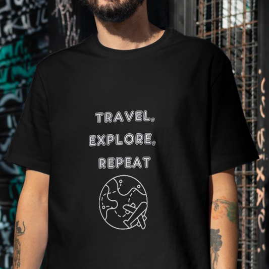 Travel, explore, repeat , globe travel T-shirt