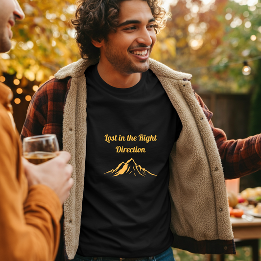 Lost in right direction mountain travel t-shirt