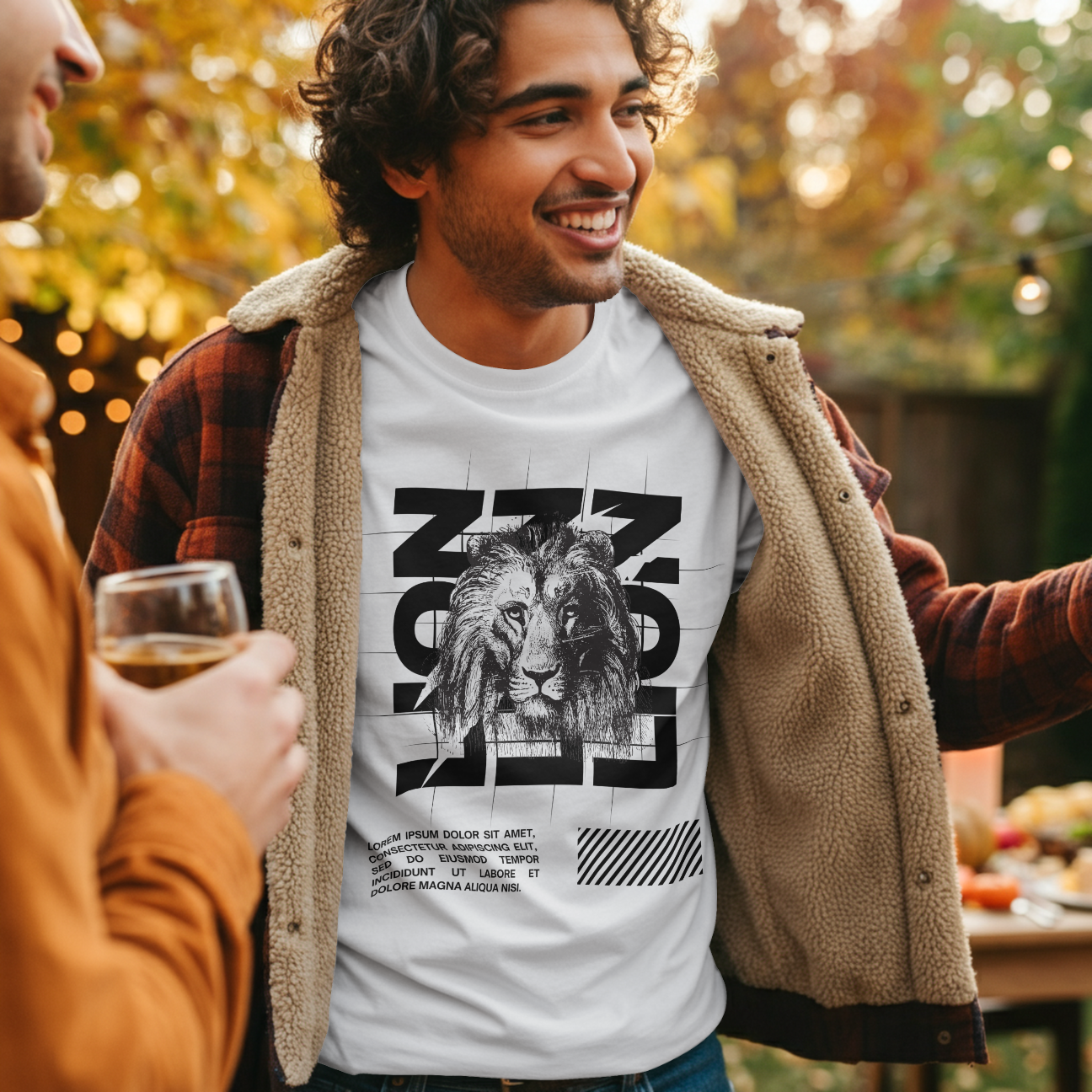 Lion Face White T-shirt for Men